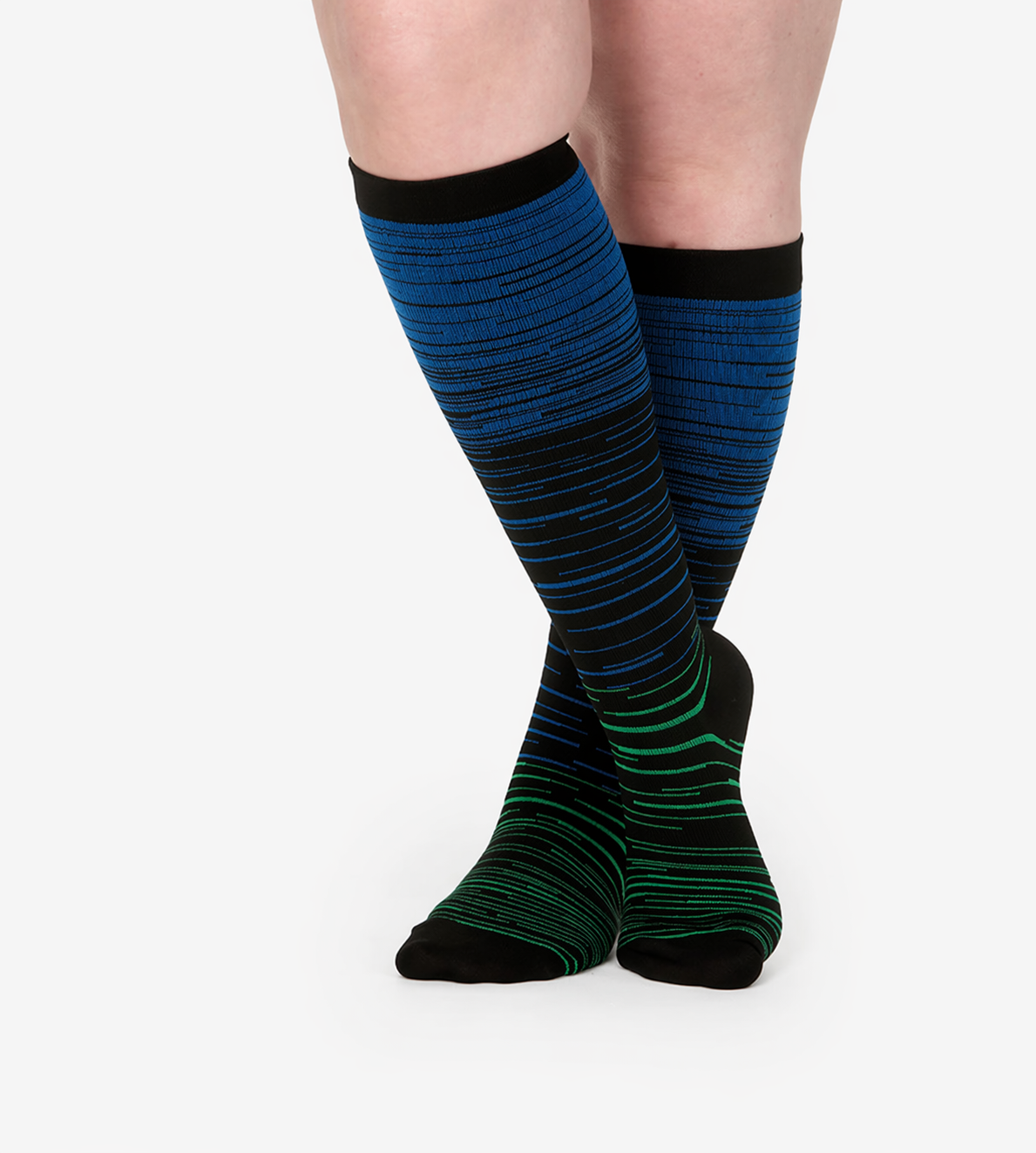 Bas de compression VivaFlow rayés : Soulagement du lipœdème