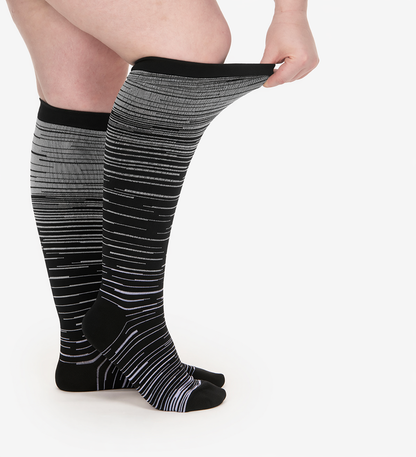Bas de compression VivaFlow rayés : Soulagement du lipœdème