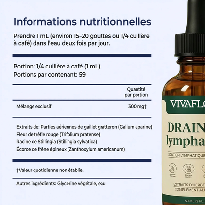 Gouttes Lymphatiques VivaFlow : Aident à réduire la rétention d’eau, les gonflements et les jambes lourdes